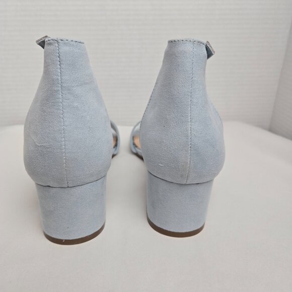 Sugar Noelle Low Women's Block Heel Blue Fabric Dress Shoe Ankle Strap Sz 8M - Picture 4 of 8